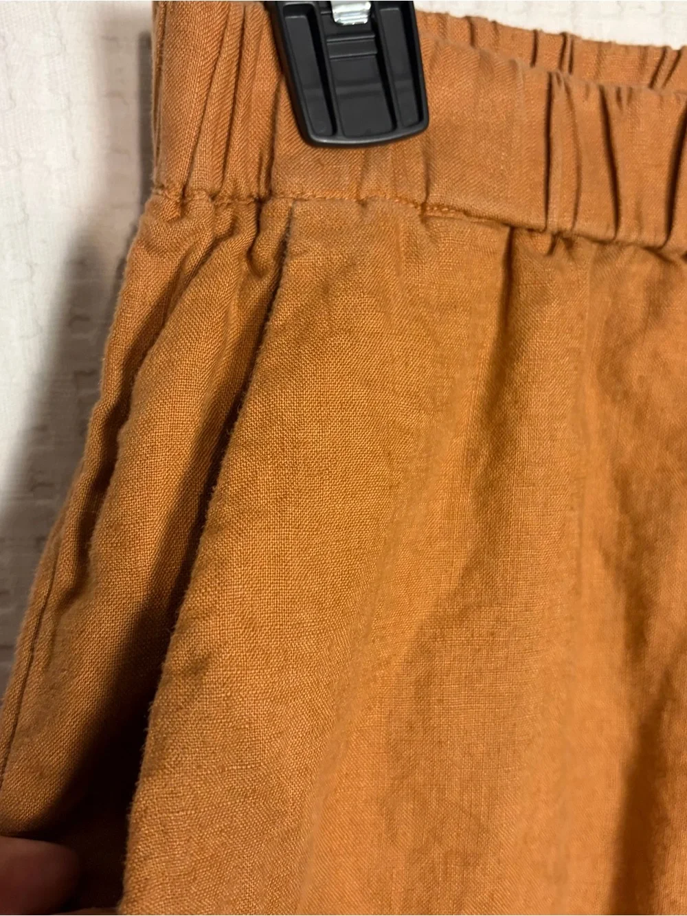 Quince Women 100% Linen 2-pc SET Black Tank Top Size M Tan Brown Pants Size L